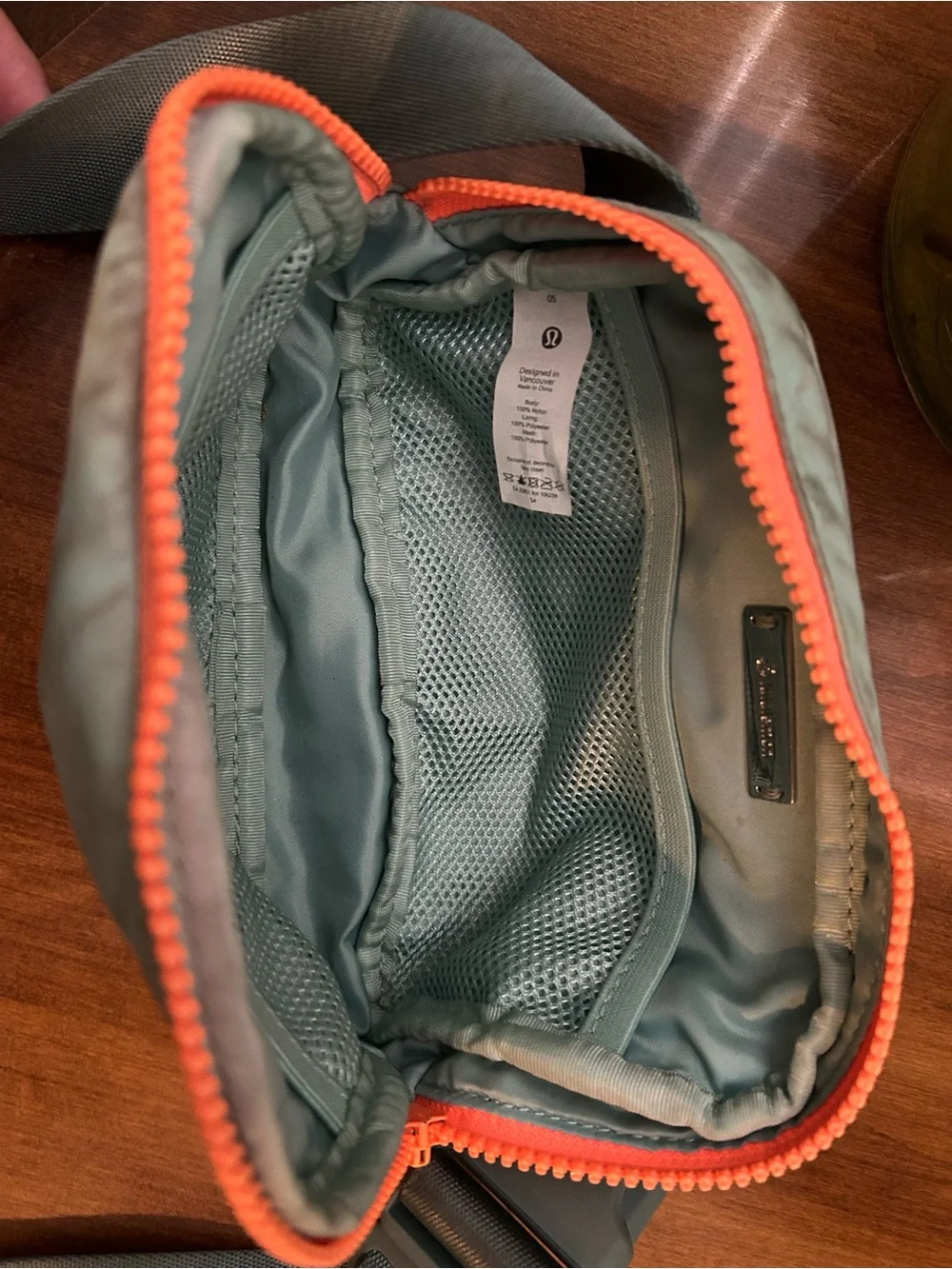 Lululemon Mint Green Crossbody Bag with Coral Trim